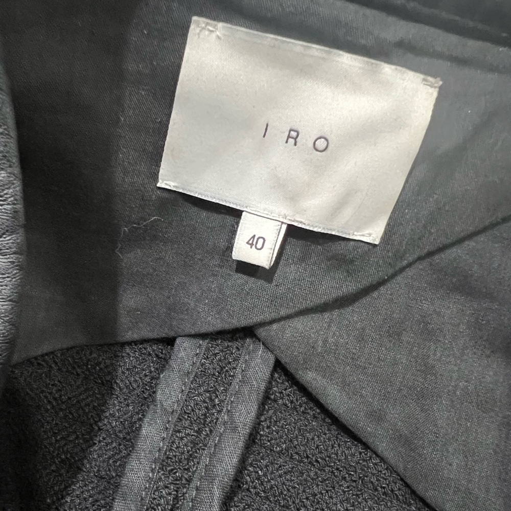 IRO Maiden Boucle‎ Knit Moto Jacket - Black Leather Trim Edgy Professional - Picture 11 of 12
